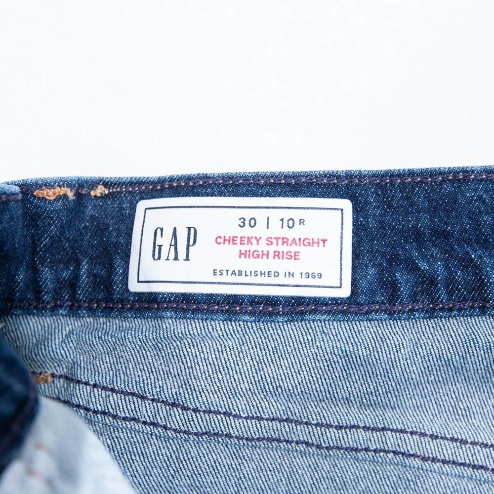 Gap Jeans Womens 10 - 30x26 Cheeky Straight Hi Rise Button Fly Dark Blue Wash - Picture 10 of 10